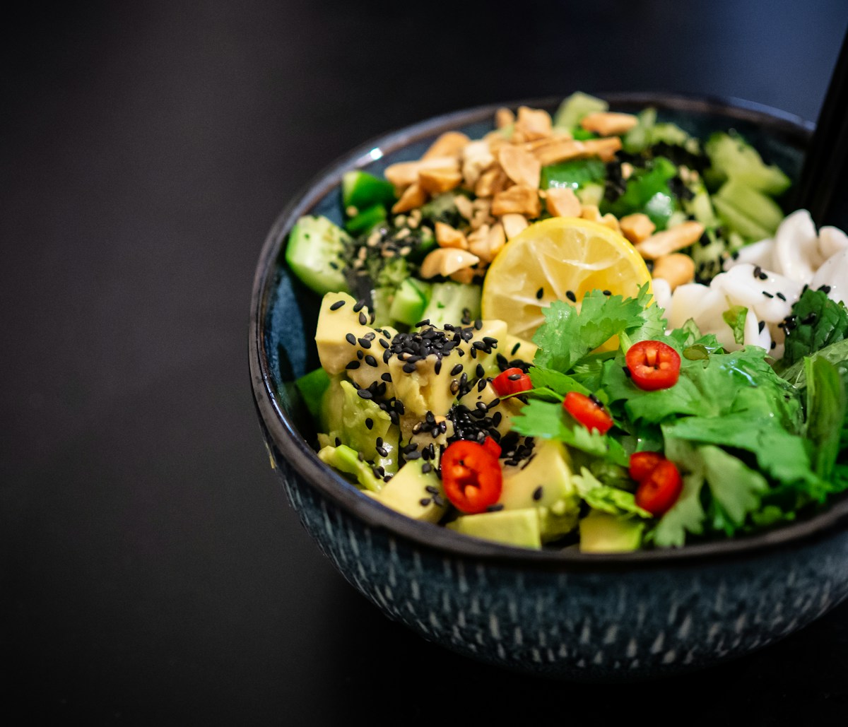 Mediterranean veggie rice bowl with hummus and falafel